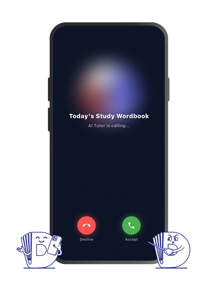 Chat conversation with the AI tutor using a recently learned word